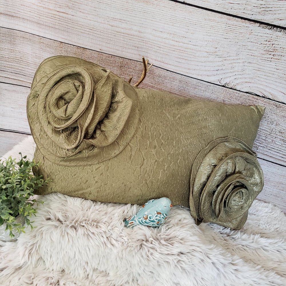 STRATFORD HOME OBLONG OLIVE GOLD ACCENT PILLOW